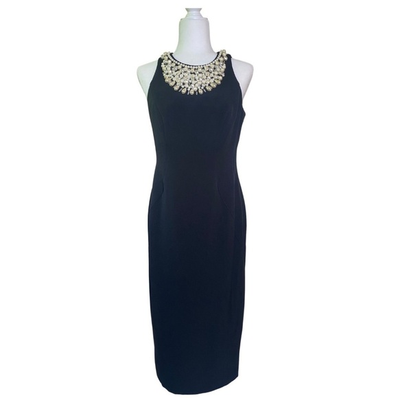 Maggy London NWT Embellished Black Cocktail Special Occasion Dress Sz 8 - Picture 1 of 12